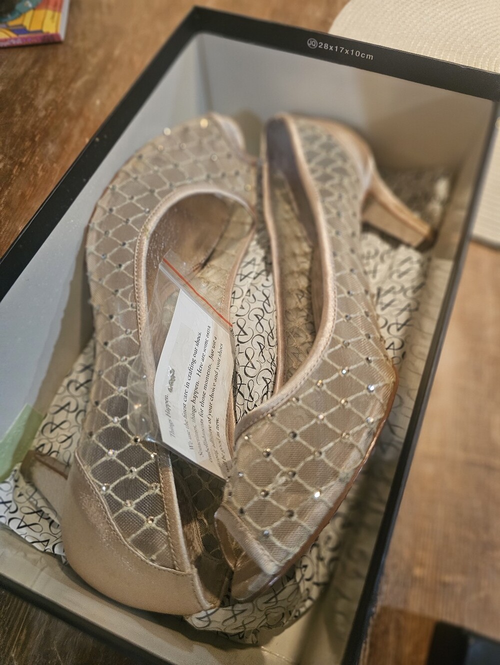 Adrianna Papell Jamie Pump Peep Toe Heels W Rhinestones Champagne Size 9.5 - Picture 3 of 10